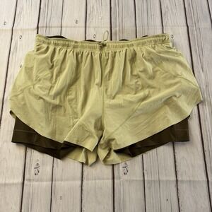 Outdoor Voices Running Shorts XXXL‎ Green Olive 2-in-1 Lined Reflective Pocket